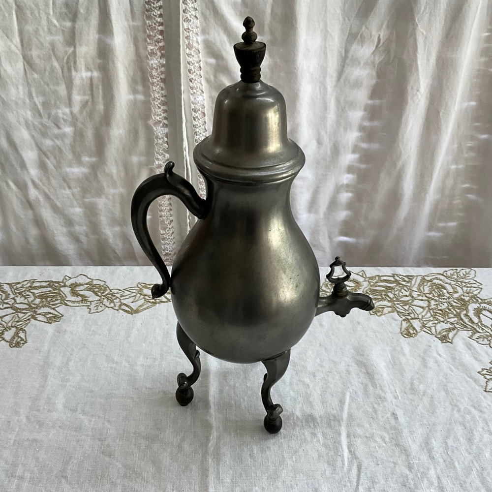 Vintage CK Kurz Tiel Handgemaakt Real Pewter Coffee Tea Urn Samovar 15" Spigot